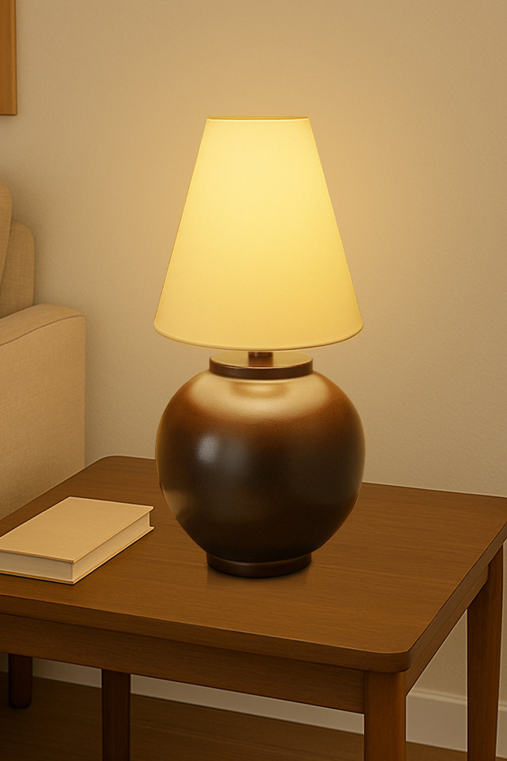 Wooden Side Table Lamp