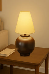 Wooden Side Table Lamp